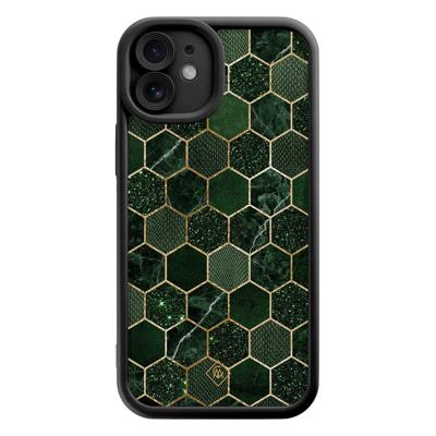 iPhone 12 zwarte case - Kubus groen