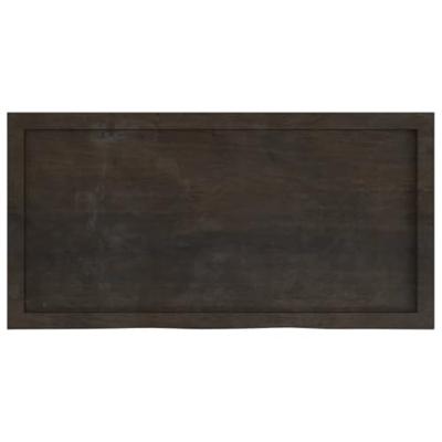Tafelblad 100x50x6 cm behandeld massief eikenhout donkergrijs