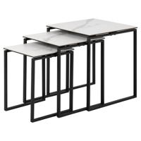 Bendt Bijzettafel 'Lone' Keramiek, Set van 3 stuks, kleur Wit - thumbnail