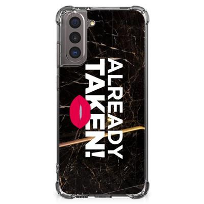 Samsung Galaxy S21 Telefoonhoesje met tekst Already Taken Black Samsung Galaxy S21 Telefoonhoesje met tekst Already Taken Black