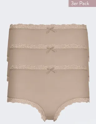 3-pack dames Taille slips - Kanten modal dames onderbroek - Katoenen kruisje