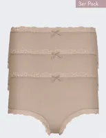 3-pack dames Taille slips - Kanten modal dames onderbroek - Katoenen kruisje - thumbnail