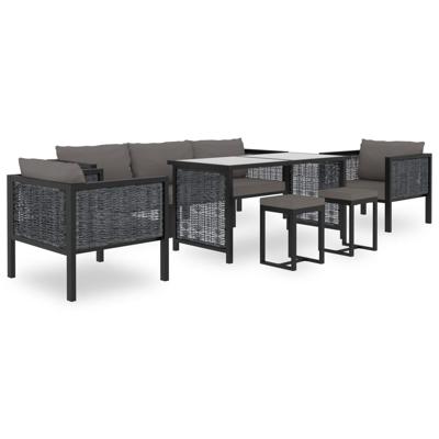8-delige Loungeset met kussens poly rattan antraciet