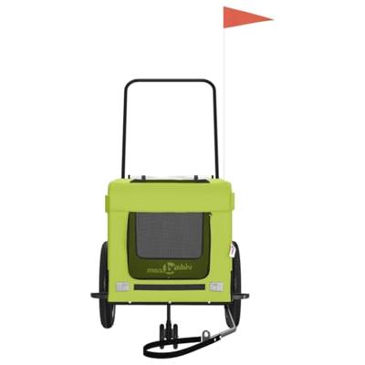 Hondenfietstrailer oxford stof en ijzer groen en zwart - thumbnail