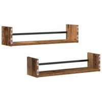 Wandplank met plank 2 pcs Oud hout 60 x 16 x 14 cm Bewerkt hout - thumbnail
