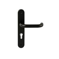 Hardbrass Deurkruk Stockholm op ovaal langschild profielcilindergat 72mm - zwart - thumbnail