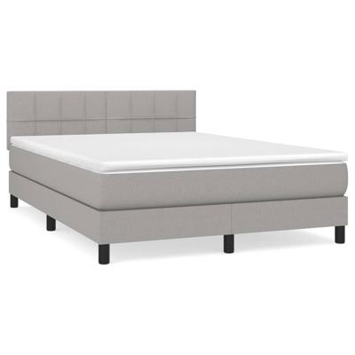 Boxspring met matras stof lichtgrijs 140x190 cm - thumbnail