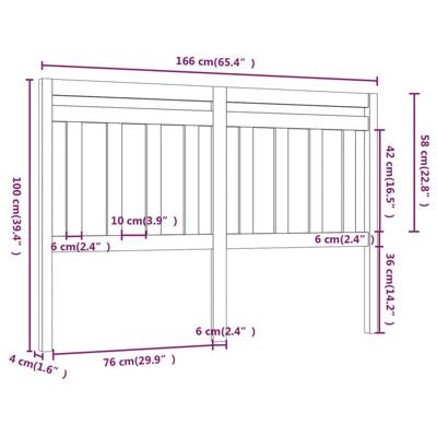 Hoofdbord 166x4x100 cm massief grenenhout