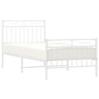 Bedframe met hoofd- en voeteneinde metaal wit 90x200 cm - thumbnail