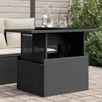 Tuintafel met glazen blad 100x55x73 cm poly rattan zwart - thumbnail
