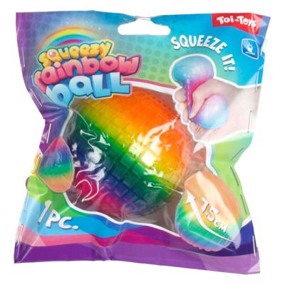 Toi-Toys Fun knijpbal rainbow ribbing foam 7cm