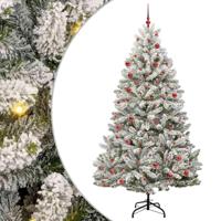 Kunstkerstboom met 300 LED Groen en Wit 210 cm PVC en Metaal - thumbnail