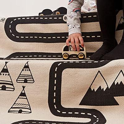 OYOY Mini Adventure Rug - lange speelmat voor de kinderkamer met straat - kindertapijt voor jongens en meisjes - lengte 180 cm I katoen