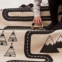 OYOY Mini Adventure Rug - lange speelmat voor de kinderkamer met straat - kindertapijt voor jongens en meisjes - lengte 180 cm I katoen - thumbnail