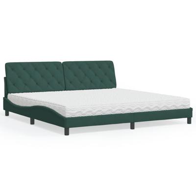 Bed met matras fluweel donkergroen 200x200 cm