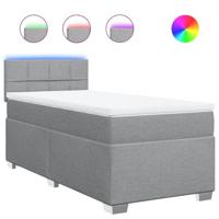 Boxspring met matras stof lichtgrijs 100x200 cm - thumbnail