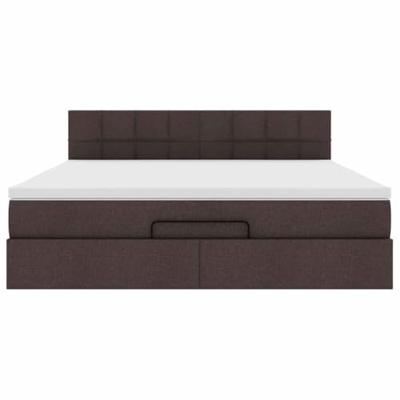 Ottoman bed met matras en LED's 160x200cm stof donkerbruin