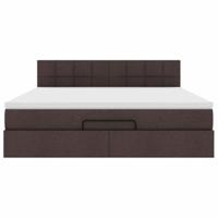 Ottoman bed met matras en LED's 160x200cm stof donkerbruin - thumbnail