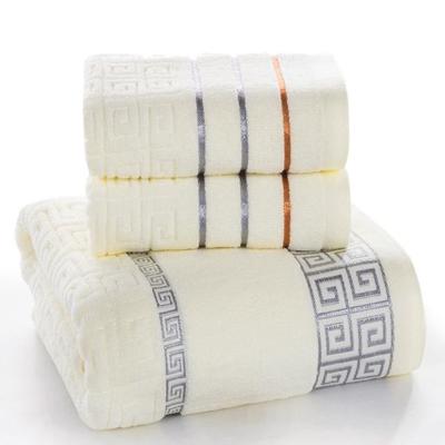 3 PC'S Plaid katoen handdoek Badset (melkachtig)