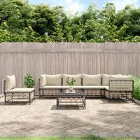 7-delige Loungeset met kussens poly rattan antracietkleurig - thumbnail