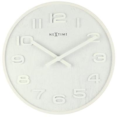 NeXtime klok 3096wi wood wood medium, ø35.5 cm,wall, white