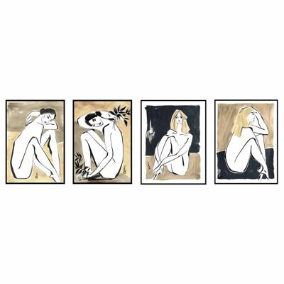 Schilderij DKD Home Decor Vrouw Modern (50 x 2,8 x 70 cm) (4 Stuks)