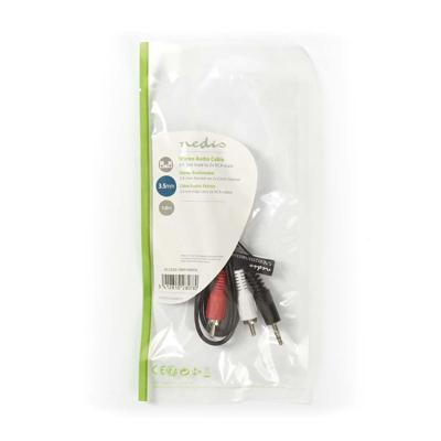 Stereo-Audiokabel | 3,5 mm Male - 2x RCA Male | 1,0 m | Zwart - thumbnail