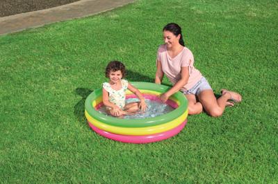 Bestway Opblaasbaar Kinderzwembad 3 Ringen Gewatteerde Bodem 102x25 cm +2 Jaar Tuin 51104