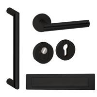 Hardbrass Voordeurset rond met greep Nairobi SKG3 met kerntrekbeveiliging - zwart - thumbnail