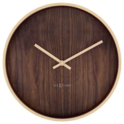 Wandklok 30 cm - Stil - Donkerbruin/lichtbruin - Kunststof - NeXtime 'Oslo' Wandklok 30 cm - Stil - Donkerbruin/lichtbruin - Kunststof - NeXtime 'Oslo'