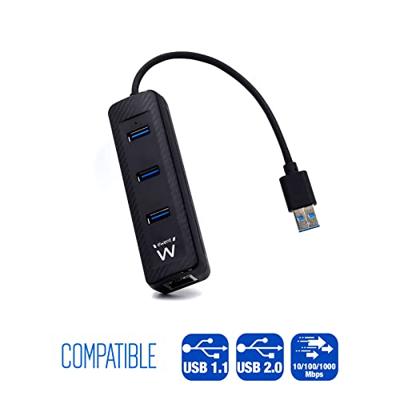 USB-HUB Ewent AAOAUS0127 3 x USB 3.1 RJ45 Plug and Play