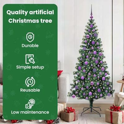 VidaXL Kunstmatig voorverlicht kerstboom groen 180 cm pvc en metaal