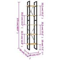 Boekenkast met 5 schappen 40x30x175 cm massief grenenhout - thumbnail