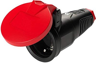 PCE 2522-sr Koppeling met randaarde Massief rubber, Thermoplast 250 V Zwart, Rood IP54
