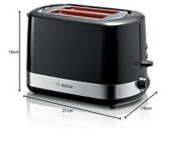 Bosch TAT6A513 broodrooster 2 snede(n) 800 W Zwart, Roestvrijstaal - thumbnail