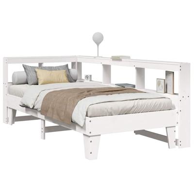 Bed met boekenkast zonder matras grenenhout wit 75x190 cm