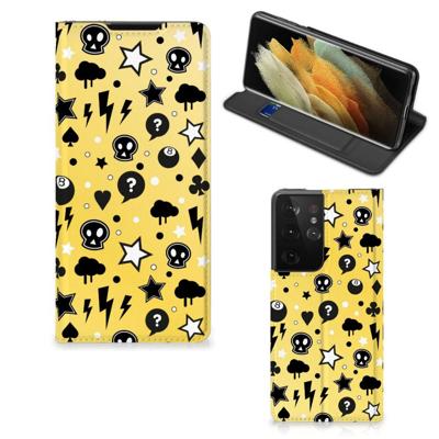 Mobiel BookCase Samsung Galaxy S21 Ultra Punk Geel Mobiel BookCase Samsung Galaxy S21 Ultra Punk Geel
