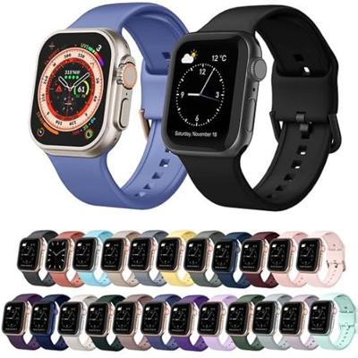Soft siliconen bandje met gespsluiting - Dennengroen - Geschikt voor Apple Watch 44mm / 45mm / 46mm / 49mm