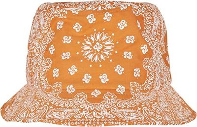 Flexfit FX5003BP Bandana Print Bucket Hat - Orange/White - One Size Flexfit FX5003BP Bandana Print Bucket Hat - Orange/White - One Size