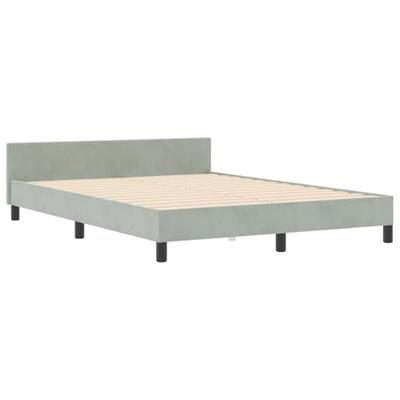 Bedframe met hoofdeinde Lichtgrijs 140 x 200 cm Fluweel