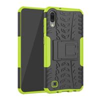 Schokbestendige PC + TPU Tire patroon Case voor Galaxy M10 met houder (groen) - thumbnail