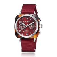 CAGARNY 6883 Fashion waterdichte polychromatische metalen shell quartz horloge met canvas armband - thumbnail