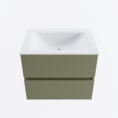 MONDIAZ VICA 60cm badmeubel onderkast Army 2 lades. Wastafel CLOUD midden 1 kraangat, kleur Talc.