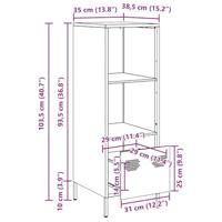Hoge kast 35x39x103,5 cm staal wit - thumbnail