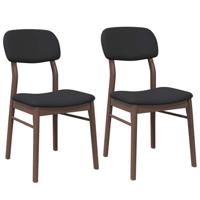 Eetkamerstoelen met kussens 2 st massief hout rubber bruin - thumbnail