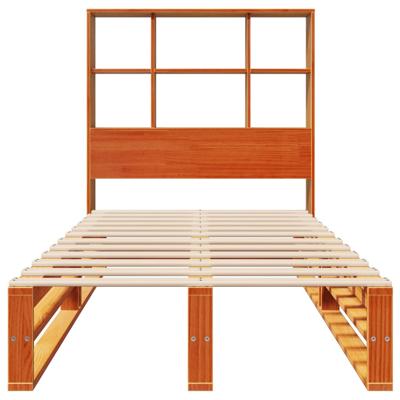 Bed met boekenkast zonder matras hout wasbruin 140x190 cm