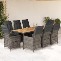 9-delige Tuinset met kussens poly rattan grijs - thumbnail