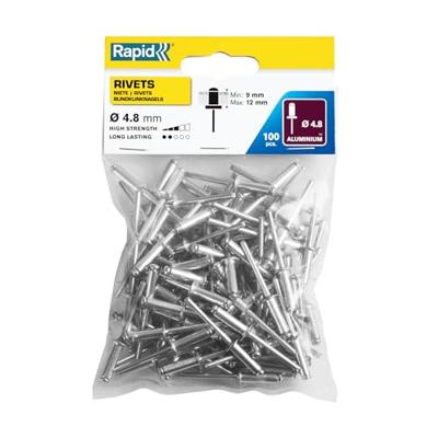 Rapid blindklinknagel alu 4.8x16mm (100st) Rapid blindklinknagel alu 4.8x16mm (100st)