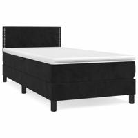 Boxspring met matras fluweel zwart 90x190 cm - thumbnail