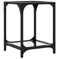Salontafels 2 st met transparant glazen blad 40x40x40 cm staal - thumbnail